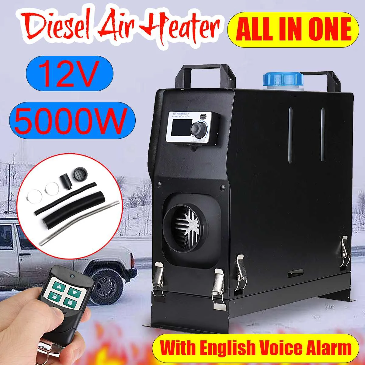 

5000W 12V Air Diesels Heater Parking Heater LCD Monitor Display with Remote control Car Heater For Truck Caravan Motorhome Bus