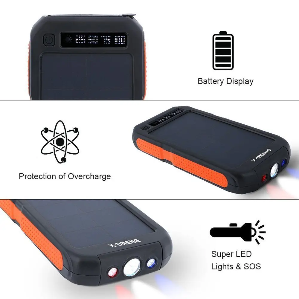 10000 мАч двойное USB водонепроницаемое солнечное зарядное устройство внешний