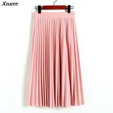 Модная женская однотонная плиссированная юбка с высокой талией, эластичная юбка, акция, женские черные вечерние повседневные юбки, большие размеры