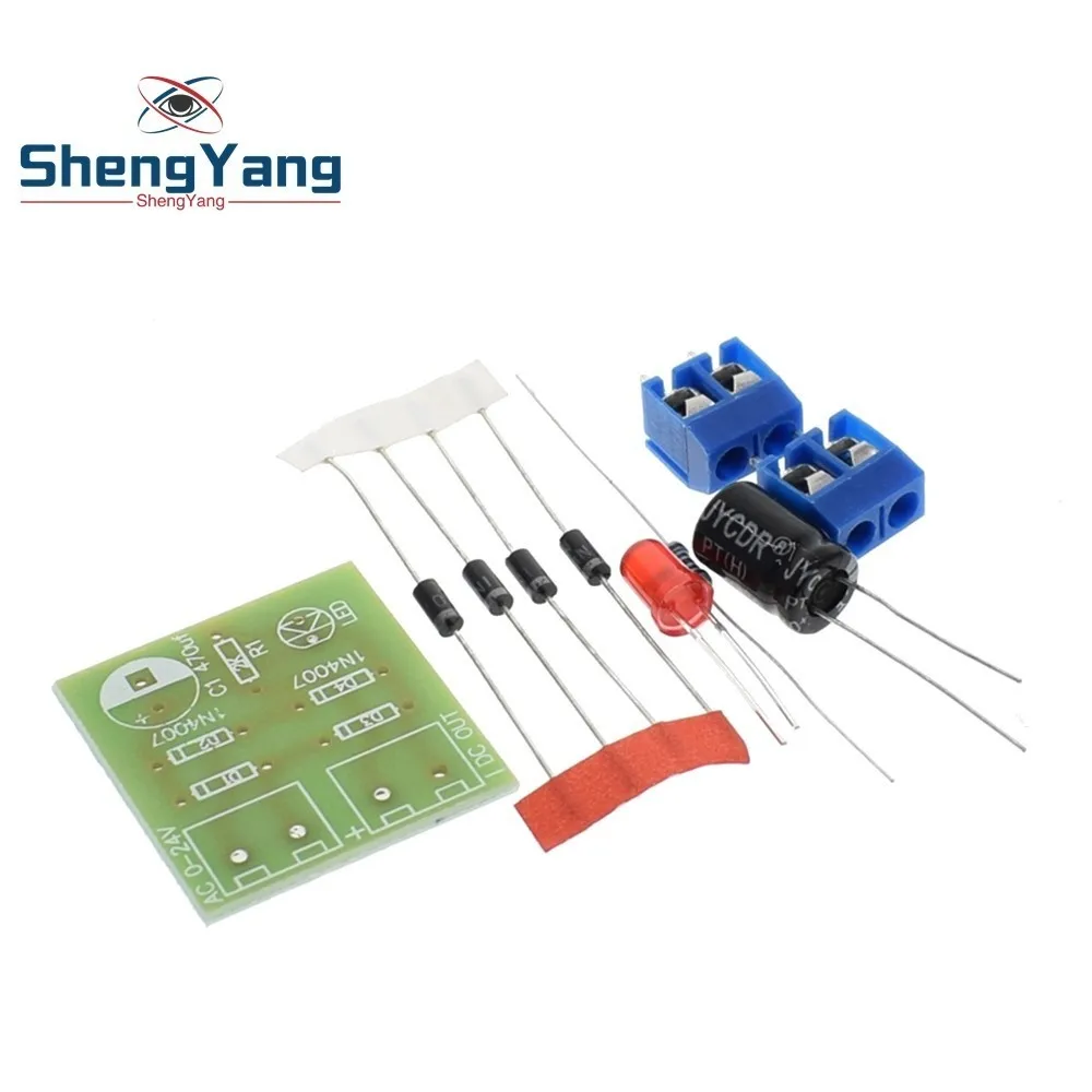 

ShengYang 1N4007 Bridge Rectifier AC to DC Converter Full Wave Rectifier Board Module DIY KIT