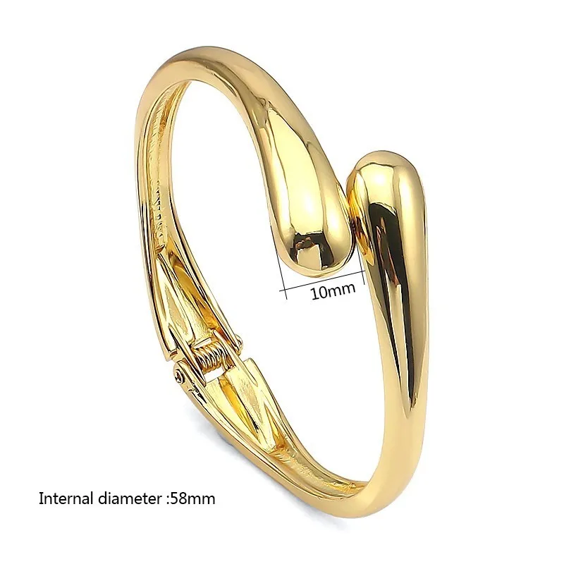 

Gold and Silver Ladies Bracelet Bangle Fashion Pop Spring Opening Diameter 58mm Simple Metal Design Sports Girls Jewelry