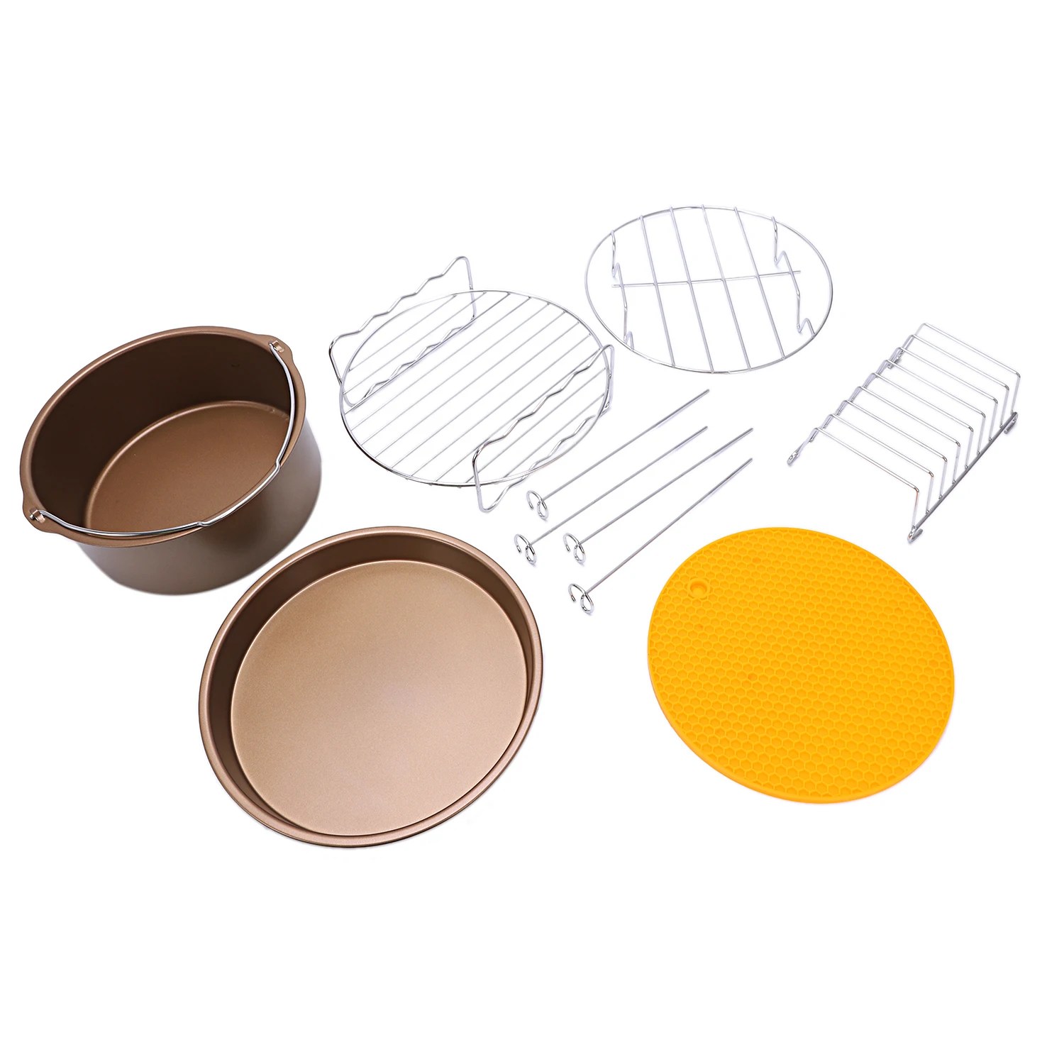 Meilleur 8 pouces XL Air Friteuse Accessoires Ensemble de 6 pour Phillips Cozyna et Secura etc, fit tous les 5.3QT 5.8QT Air Friteuse Or