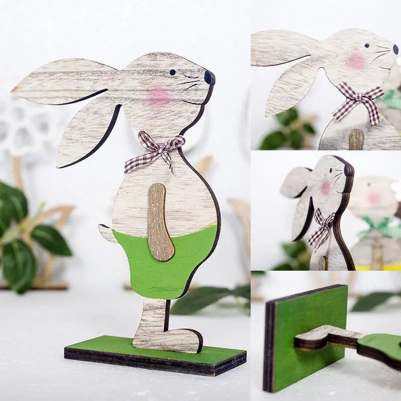 Новые горячие дети Пасхальный подарок на праздник деревянные украшения кролик Статуэтка для украшения дома