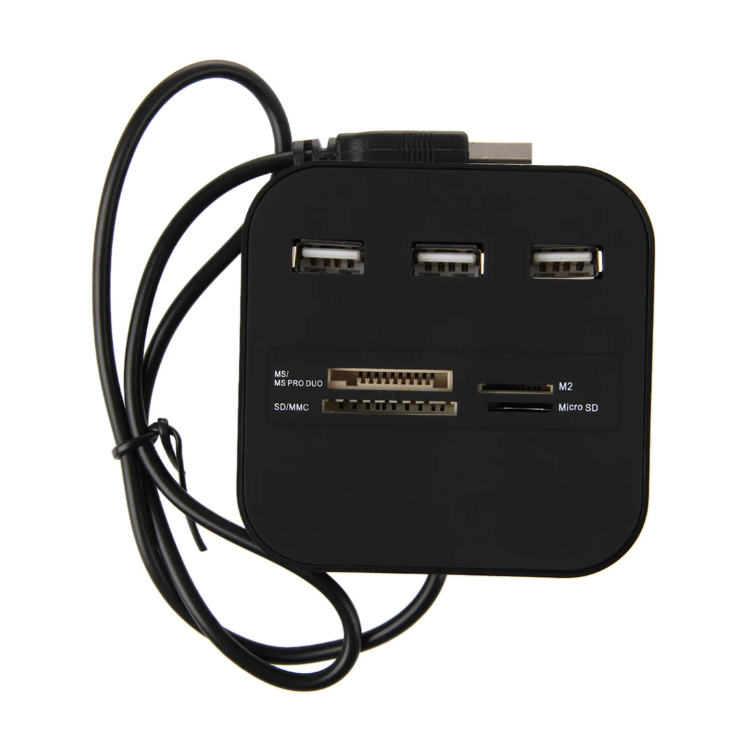 Все в 1 комбинированный концентратор USB 2,0 3 порта кард-ридер для SD MMC M2 MS Pro Duo черный