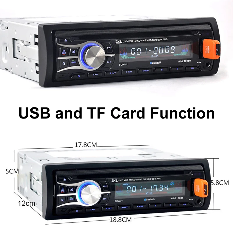 Авто CD плеер DVD помощи при парковке 1 Din 12 V Bluetooth автомобильное радио аудио авто