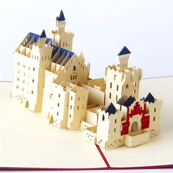 

Laser Cut Castle Pattern Handmade Paper Craft Universal Greeting Card Birthday Wedding Invitation Card with Envelope