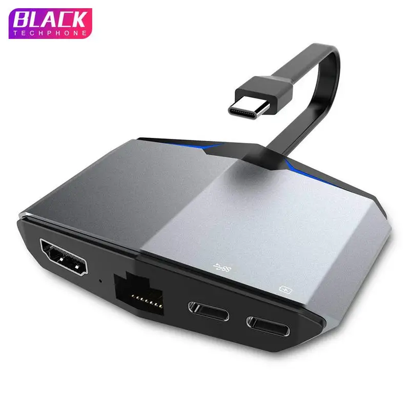 

6 In 1 C To 2USB HDMI Ethernet USBC Adapter Hub Extender For Macbook PC