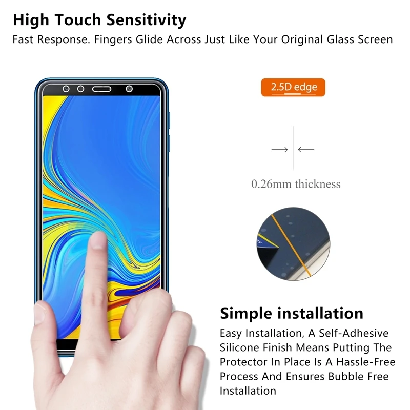 9H высококачественное закаленное стекло для Samsung Galaxy A7 2018 защита экрана 2.5D