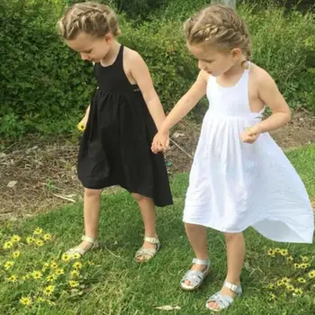 

1-6T Toddler Baby Girls Dress Kid Irregular Bandage Backless Casual Sundress Outfit Dress 3 Colors Available