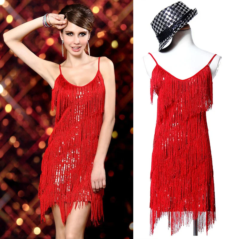 

Fashion Women Dress Ballroom Flapper tassel Fringed Cocktail Party Dance Costume