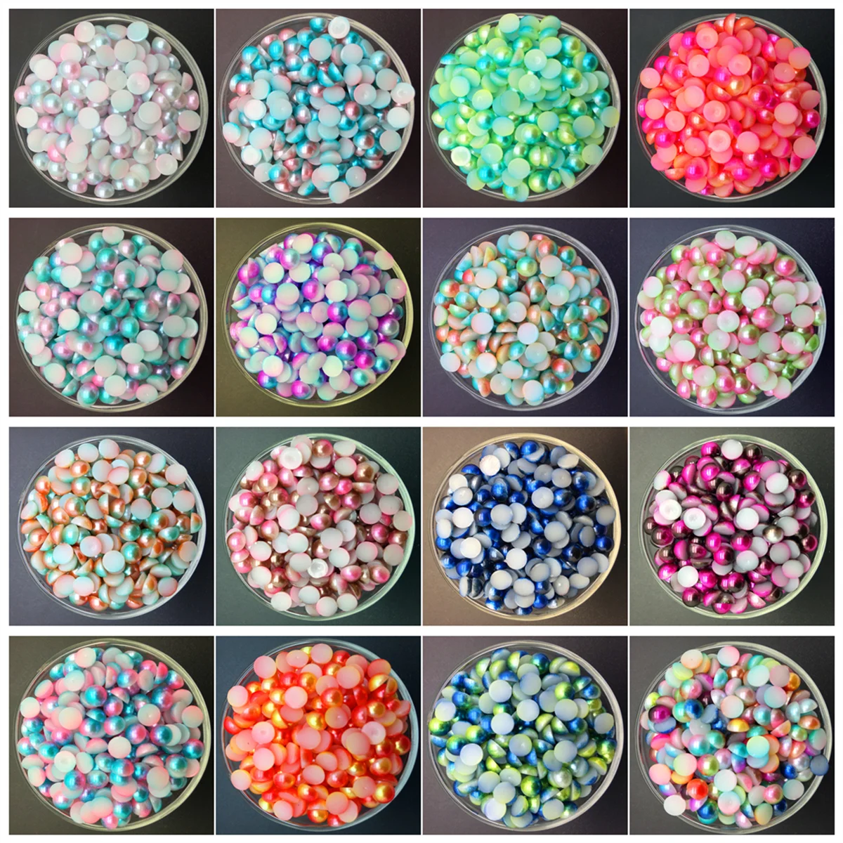 

3/4/5/6/8MM Multi-color Half Pearl Bead Flat Back Scrapbook for Craft FlatBack