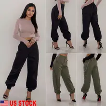 Новые модные женские повседневные свободные однотонные шаровары черные армейские зеленые длинные штаны хлопковые брюки размера плюс S-3XL