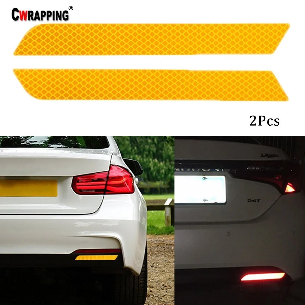 

Hot sale 2Pcs/Lot Car Reflective Strip Stickers Protective Collision Scratch Bumper Warning Reflector Car Styling Accessories