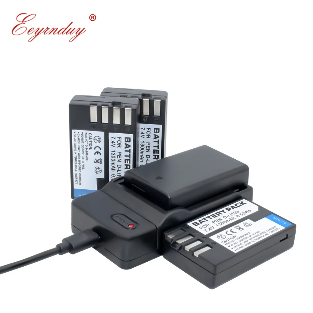 

USB Charger + 1300mAh Replacement Battery D-LI109 fit for Pentax K-R K-2 K-30 K-50 Digital SLR Cameras