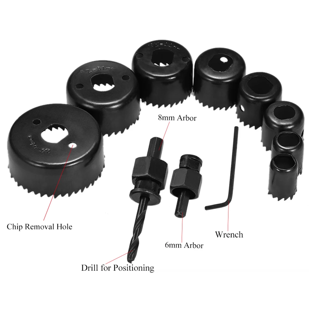 11Pcs Drill Bit Woodworking Hole Saw Cutting Set Drilling Tool Wood Metal Cutter