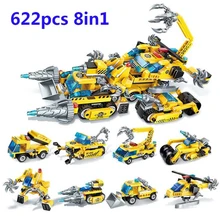 622pcs Construction Engineering Chariot City Building Blocks Toys Technic Bricks Educational Toys for Children Gifts 804pcs cogo city buiding construction series engineering assembe building blocks educational diy model toys best gifts for kid