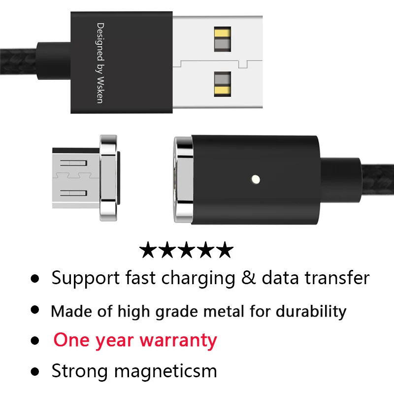 Wsken USB المغناطيسي كابل شحن ل فون Xs 8 7 6 6 s Qc2.0 سريع شاحن سلك المصغّر USB نوع C كابل ل سامسونج الهاتف المحمول
