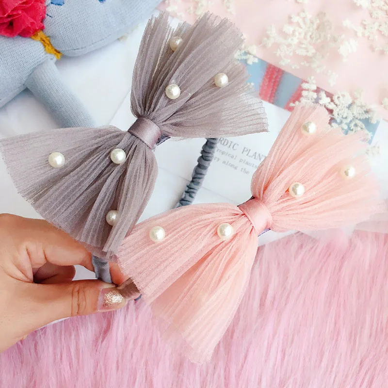 

New High Grade Lace Flower Pearl Crown Hair Accessories for Girls Gauze Hairbands Lovely Princess Headband Hair Ornaments