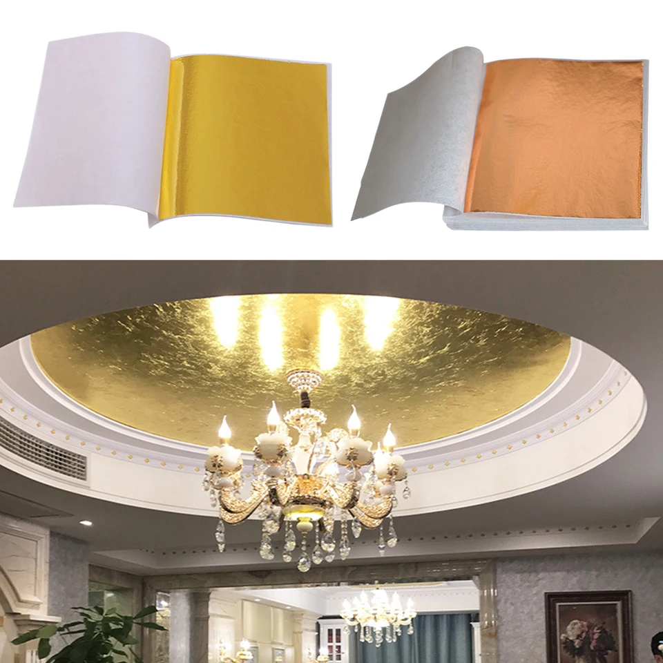 200 Sheets Foil Paper Imitation Gold Leaf Sheet For Manicure Arts