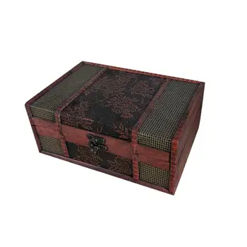 

Vintage Wooden Storage Box Exquisite Desktop Jewelry Treasure Organizer Sundries Container Toy Storage Case