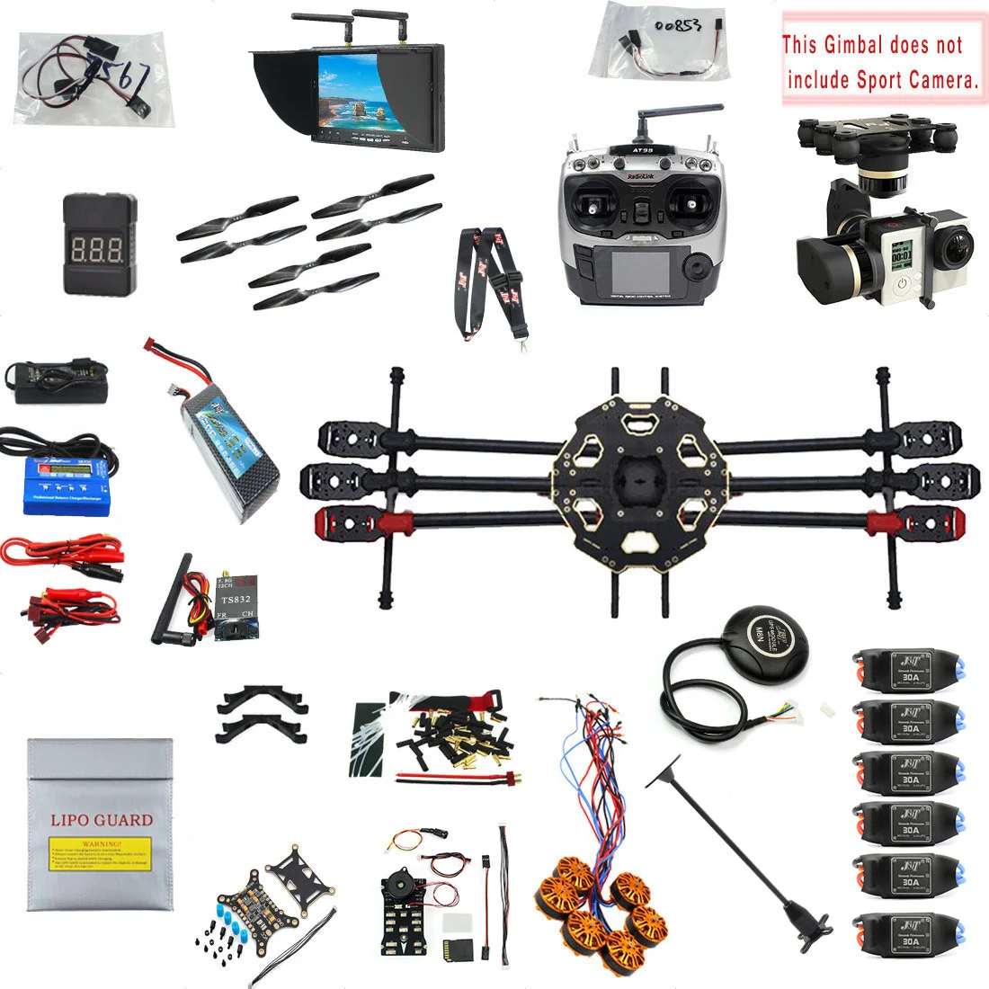 $642.2 F07807H JMT DIY 24G 10CH PX4 GPS 58G FPV 680PRO RC Hexacopter Unassembled Full Kit ARF No Batter