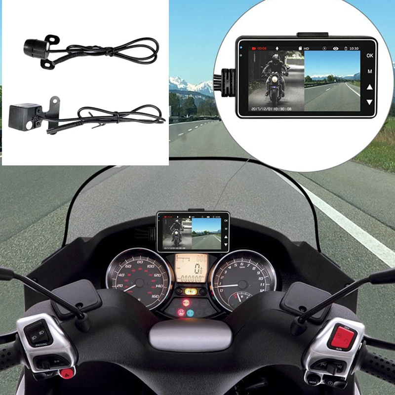 

DL18 Motorcycle DVR 3-Inch HD 120 Degrees Recorder Loop Recording Windows System with Front Camera Backup Camera Rear-view