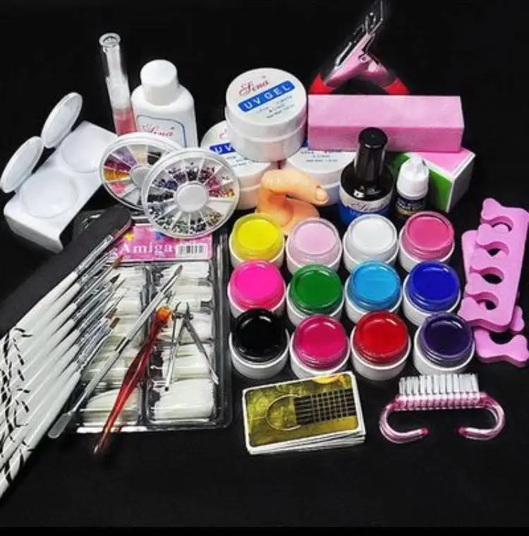 

Pro Acrylic Power Manicure Nail Kit Acrylic Liquid Tips Cutter Glitter Rhinestones File Brush Manicure Nail Art Tool Set Gel Kit
