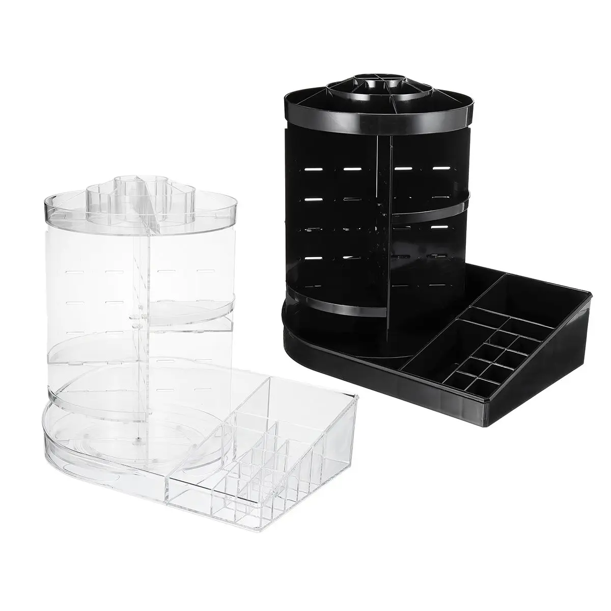 

360 Degree Rotating Makeup Organizer Lipstick Cosmetic Nail Polish Rack 2 in 1 Make Up Brush Shelf Storage Holder