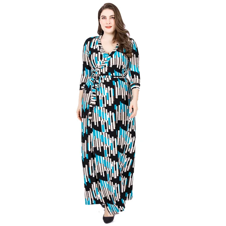 Женское длинное платье макси с геометрическим принтом размеры XL XXL XXXL 4XL 5XL