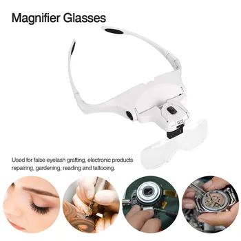 

Magnifier Glasses for Eyelash Extension Loupe Headband Light With 2 LED Professional Magnifying Glasses for False Eyelash