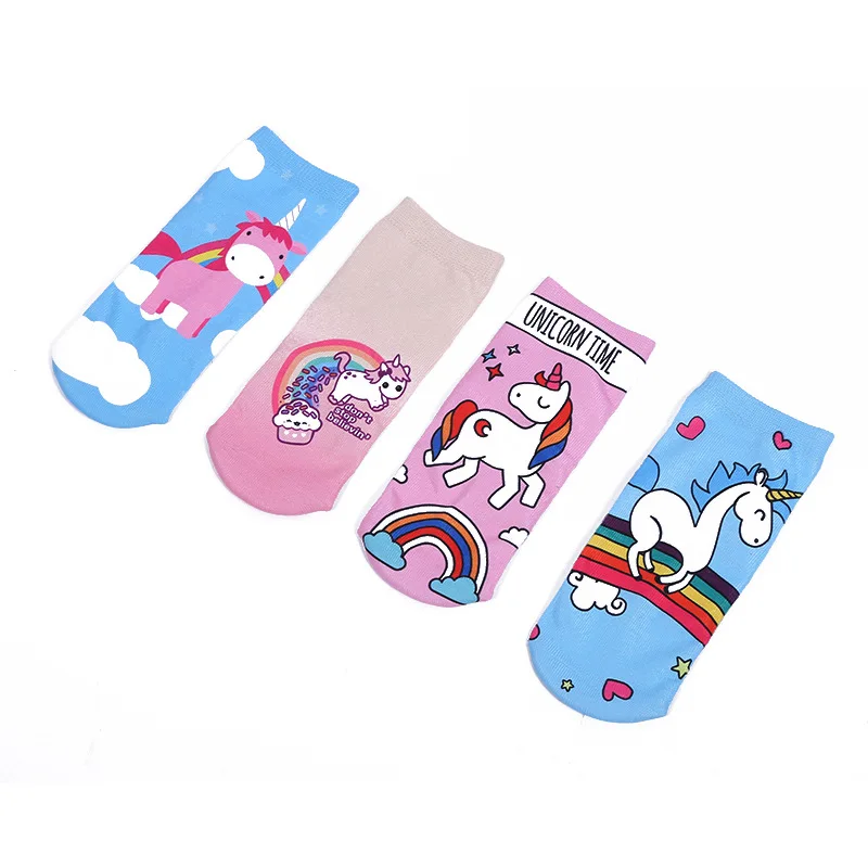 

Cute Socks Fashion Unicorn Funny Low Cut Ankle Short Art Women Socks 3D Printing Cartoon Anime Women Boat Socks