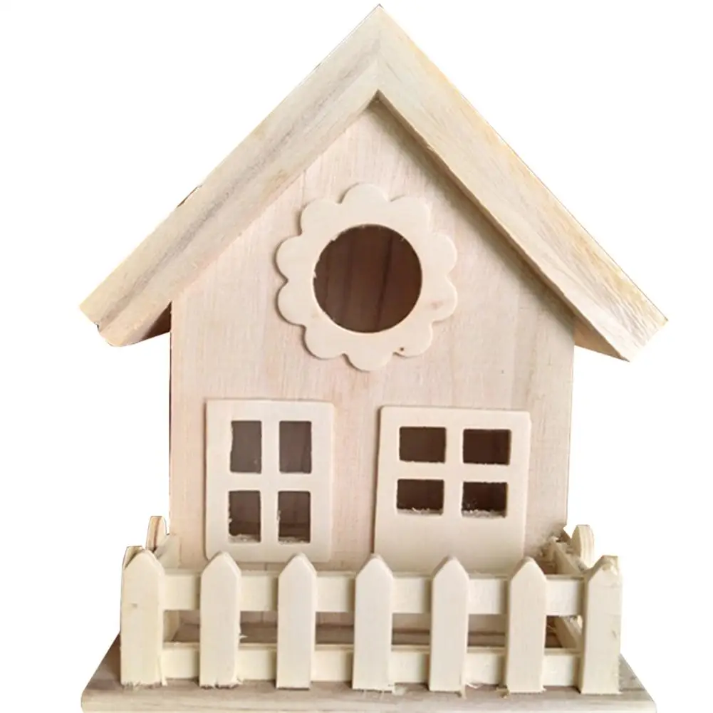 

Wooden Bird House Multipurpose Bird Breeding Box Decoration Eaves Bird's Nest Ornaments Hangable Fast Delivery