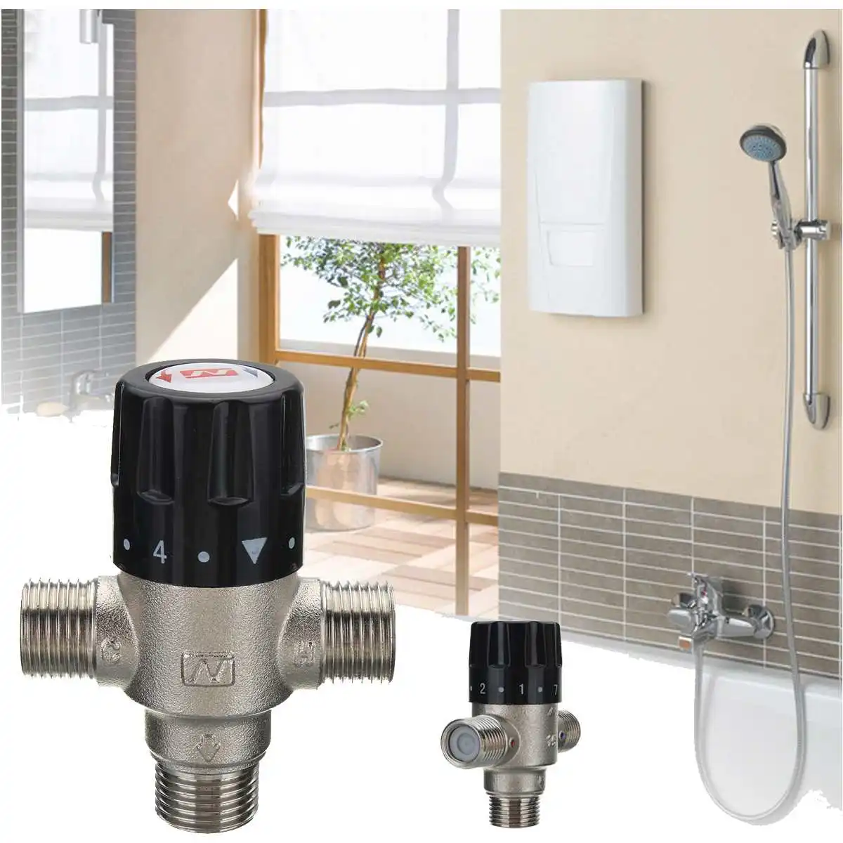 

Automatic Thermostatic Valve Mixing Hot Cold Water Temperature with Tape