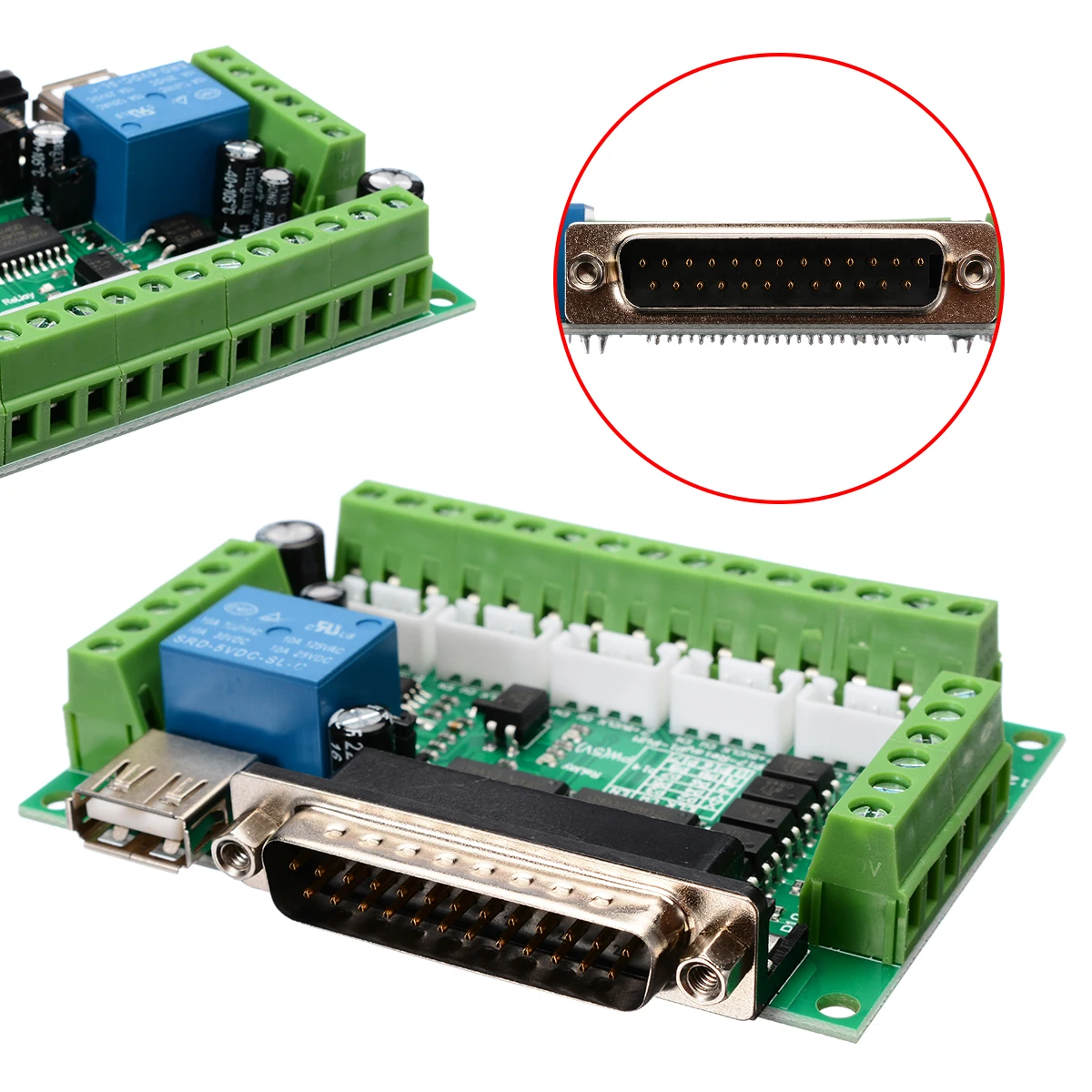 

1Pcs 5 Axis CNC Breakout Board For Stepper Motor Driver Controller MACH3 Without USB Cable