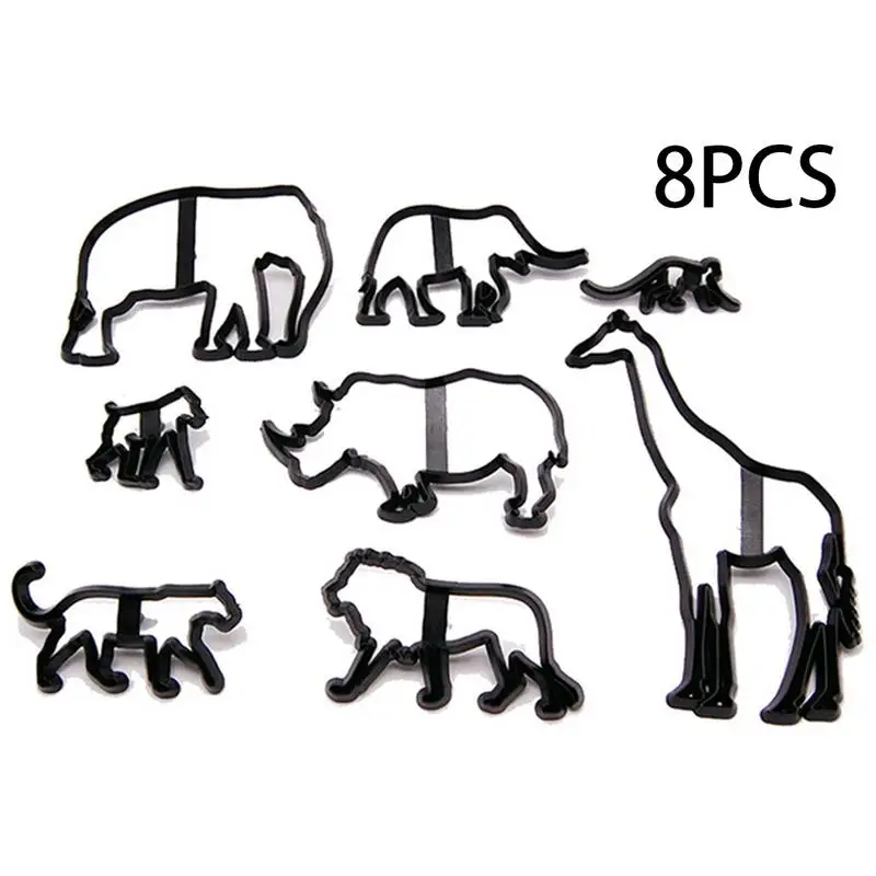

8PCS Animal Shaped Baking Mold Set Elephant Giraffe Monkey Rhinoceros Pattern Printing Mold Cake Cream Non-stick Baking Mold