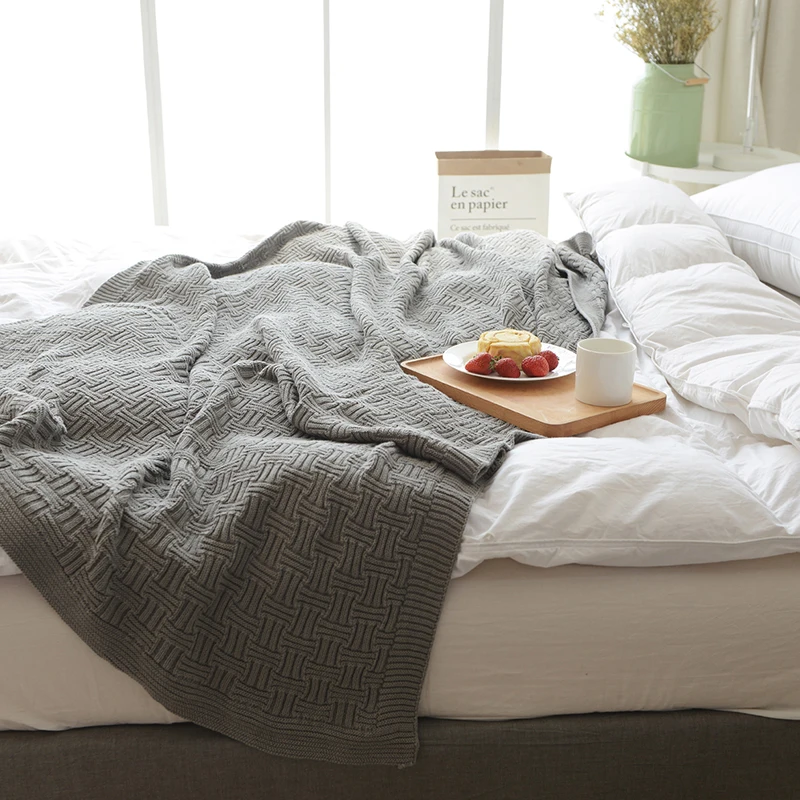 

110x180cm/180x200cm Knitted Throw Blanket Bedspread Cover for Living Room Sofa Bed Nap on Chair