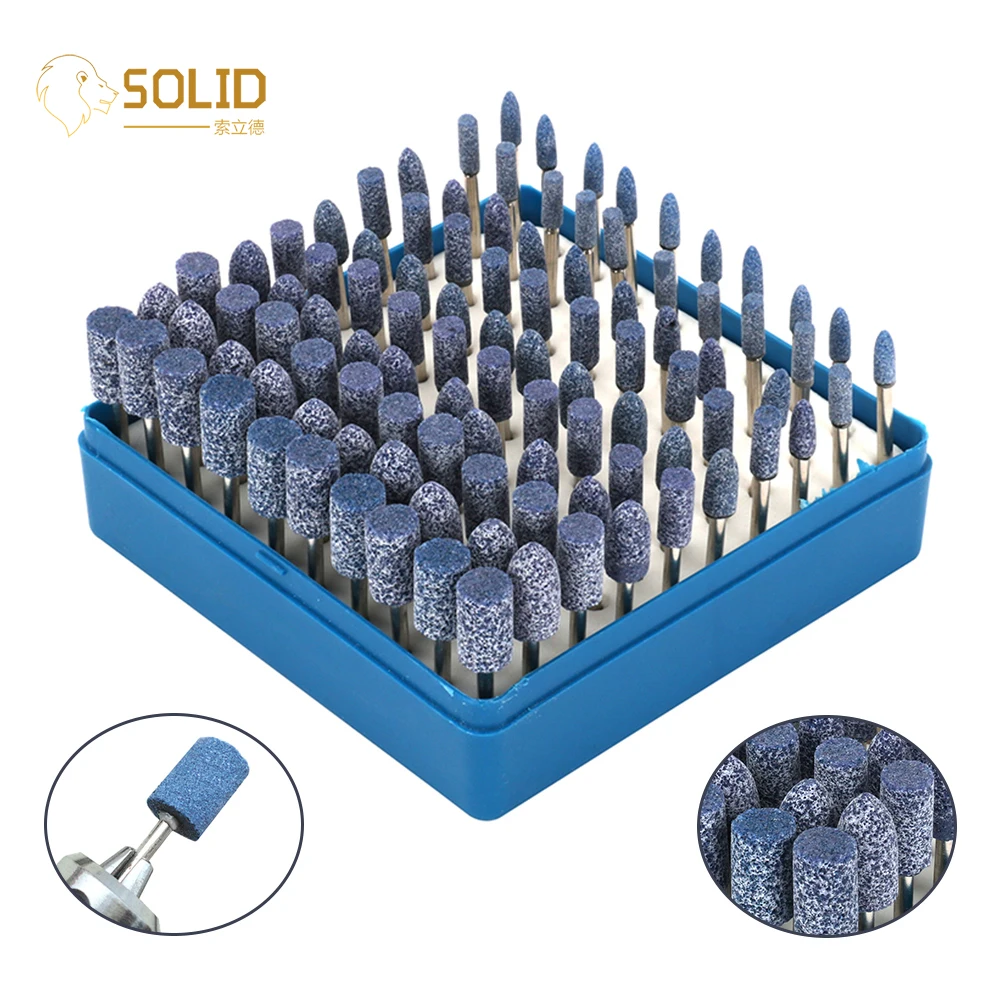 

100Pcs Ceramic Grinding Head Set with 1/8" Shank Mounted Point Burrs Bit Rotary Tools for Metal Grinding High Quality