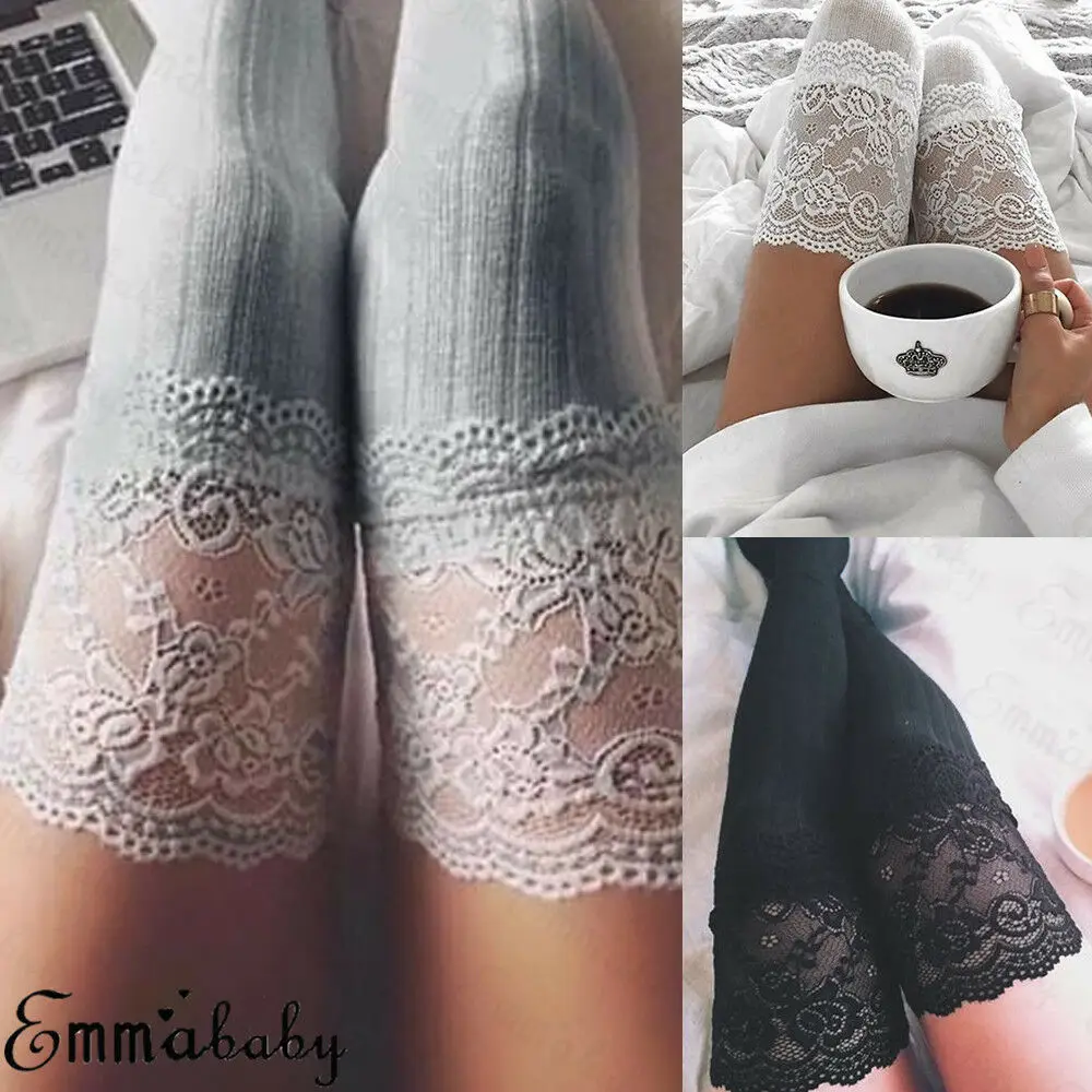 

Women Crochet Knitted Stocking Leg Warmers Lace Casual Women Girl Stockings