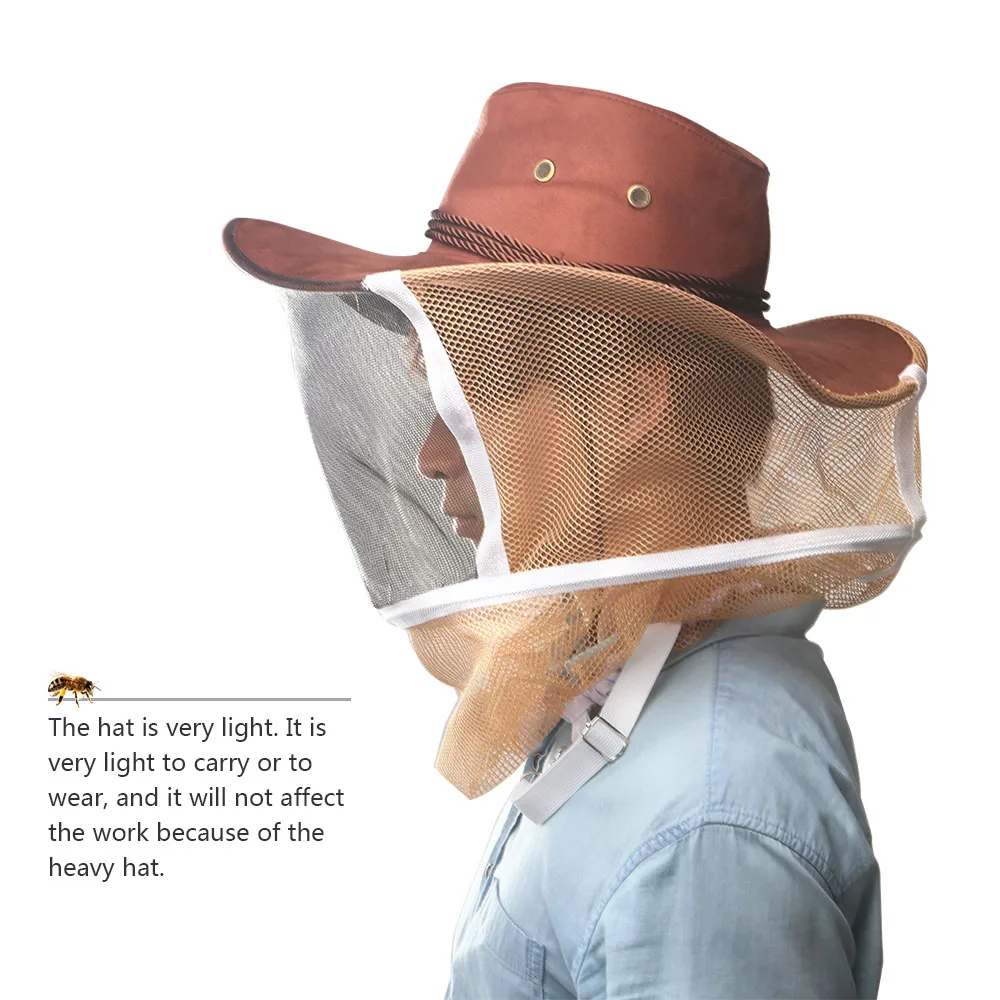 Профессиональный шляпа пчеловода пчеловод ковбойская шляпа против москитов и Пчел Брошь бабочка сетчатый головной убор Полный лица шеи Обёрточная бумага протектор один размер