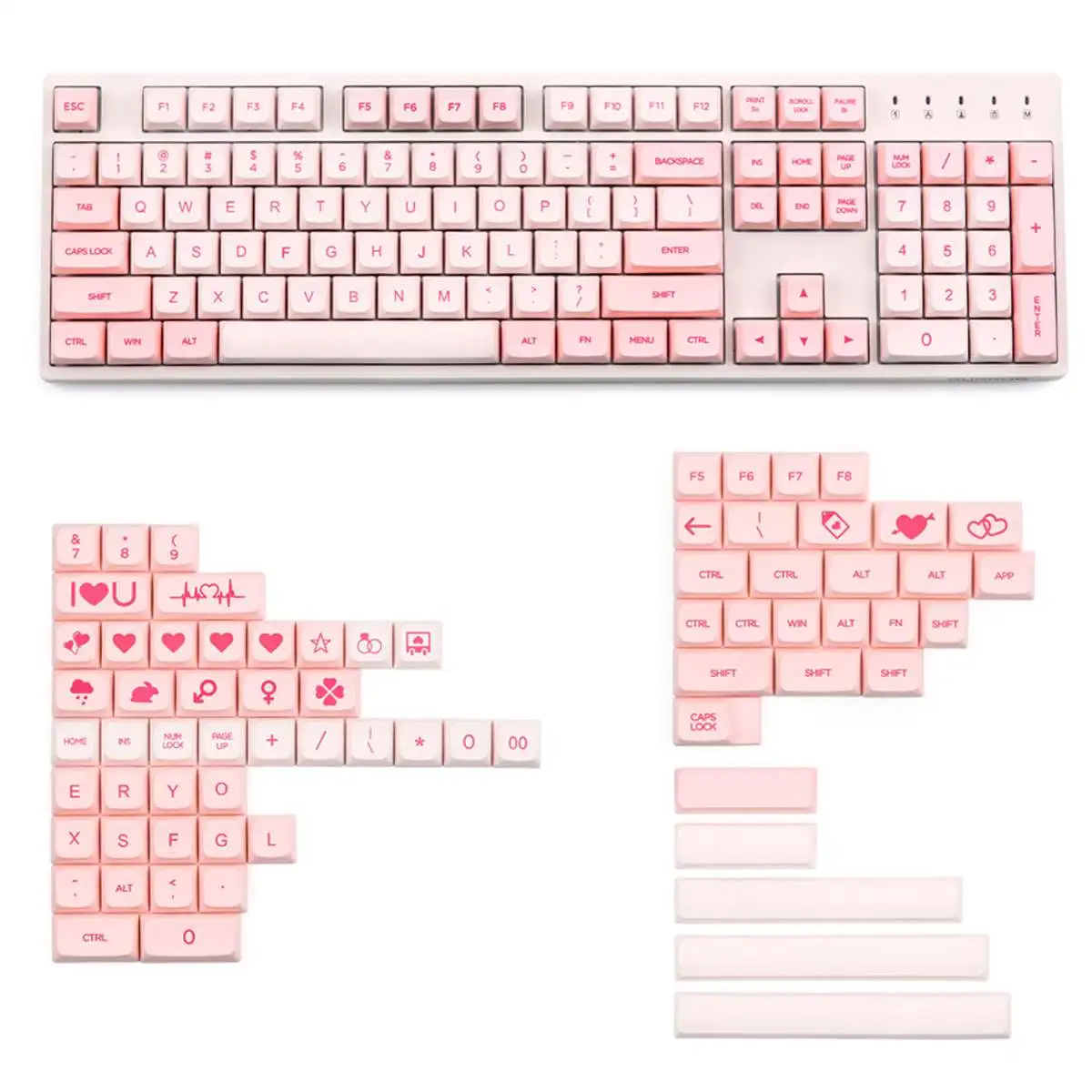  Gaming Keyboard Keycap Pink 176 Key XDA Profile Dye-sub PBT Keycaps Full Layout Keycap Set Cute Key