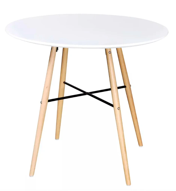 VidaXL عالية الجودة طاولة طعام MDF جولة ماتي الأبيض/الأسود طاولة طعام سهلة لتنظيف بسيط تصميم مكتب مع الخشب الساق