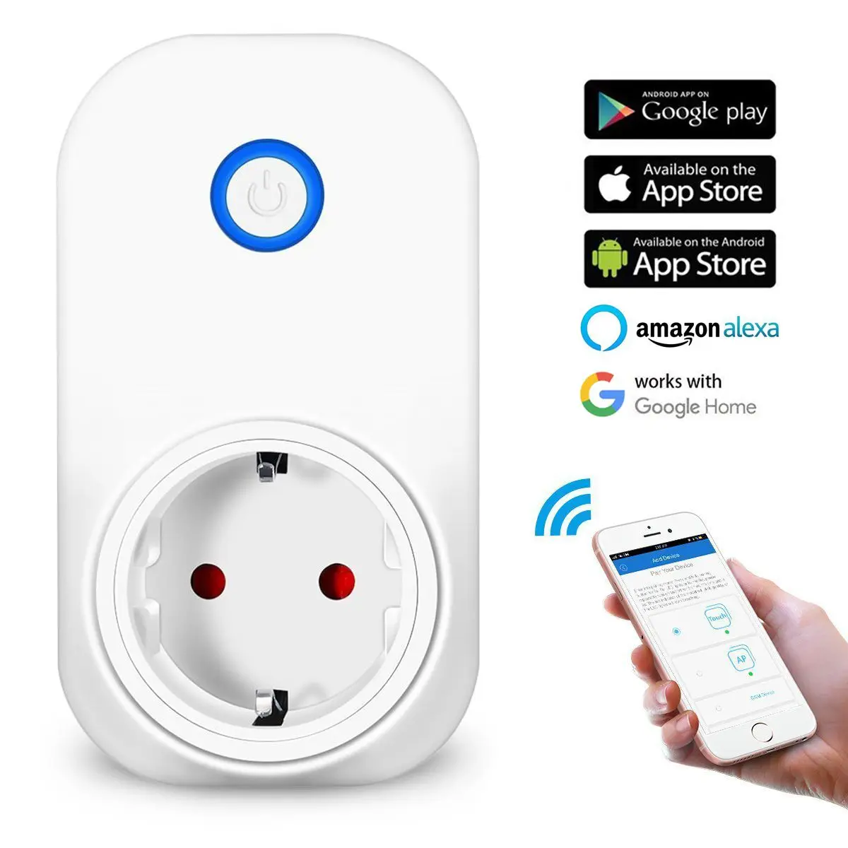 

CLAITE Wifi Socket Switch UK US EU Plug Alexa Google Voice Control Timing ON/OFF Switch Wireless Smart Remote Control 5 Language