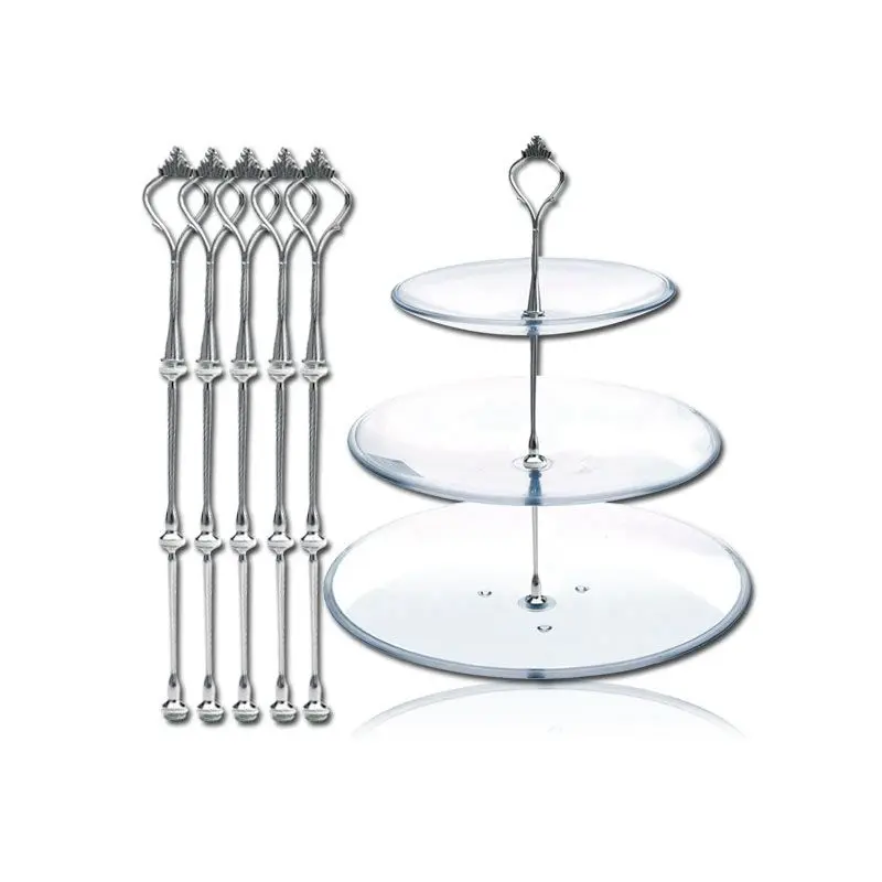 3 Layer Crown Cake Plate Stand Gold Silver Wedding Party Desk Decor Cake Bread Dessert Plate Stand Cupcake Fitting Holders Only