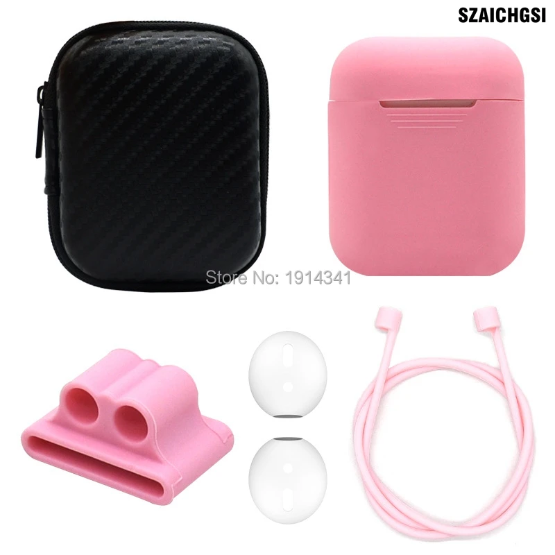 

1000set 5 In 1 Silicone Earphone Pouch Protective Skin Anti-lost Wire Ear Tips Cover Wireless Earphone Case for Apple AirPods