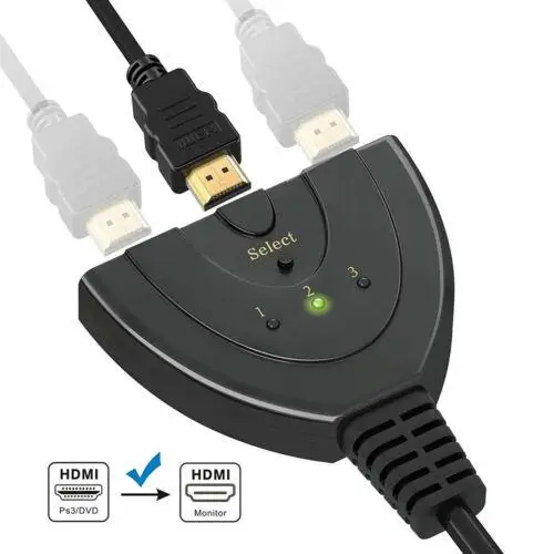 BEESCLOVER 3 порта Переходник HDMI разветвитель кабель HD 4K * 2K 1080P Коммутатор