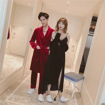 

2018 New Gold Flannel Bath Robes Solid Autumn Thin Robe Couple Bathrobe Women Men Warm Velvet Bath Robe