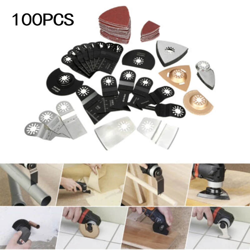 

100pcs/Set Mixed Oscillating Blade Multi Tool Saw Blades Cutting Accessory Kit