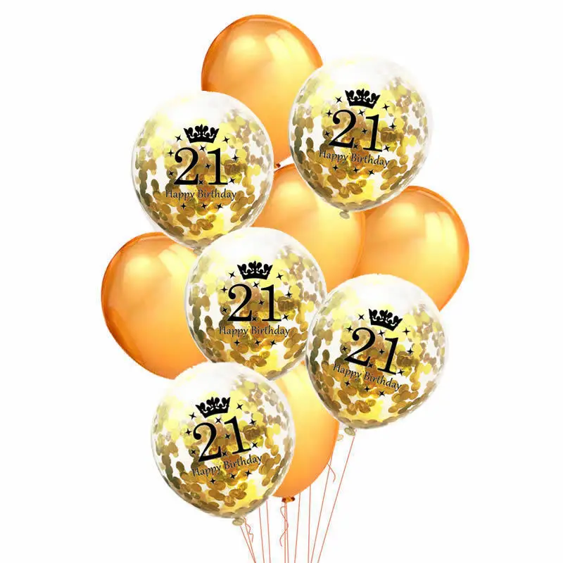 ZLJQ Gold 18/21st/30/40/50/60th баннер С Днем Рождения латексные конфетти воздушные шары