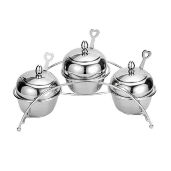

1Pc Seasoning Storage Bottle Set Stainless Steel Household Apple Shaped Condiment Jars Spice Box Container for Salt Spice Sugar