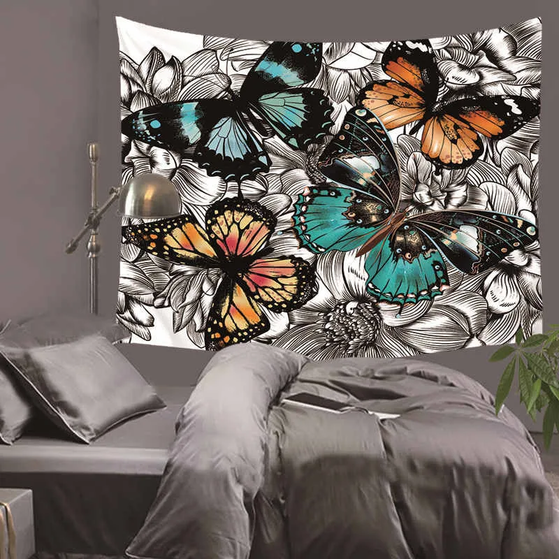 

Animal cat and butterfly Elephant Tapestry Colored Printed Decorative Mandala Tapestry Indian Boho Wall Carpet HA2
